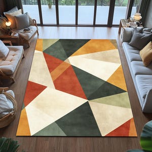 Geometrisch vloerkleed | Modern abstract ontwerp, wasbaar tapijt