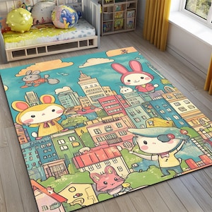 Cartoon Rug, Colorful Rug, Nursery Rug, Kids Room Rug, Kids Rug, Rug For Kids Room