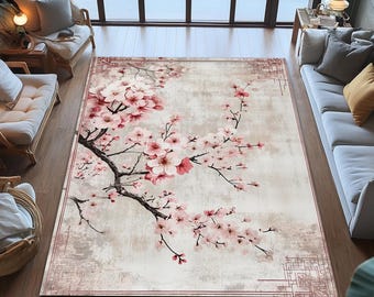 Cherry Blossom Rug, Cottagecore Floral Rug, Cozy Home Decor - Etsy