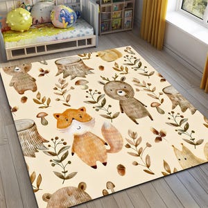Wooland Animal Ultra Soft Kinderteppich, Kinderteppich, Walddegin, Teppich für Kinderzimmer