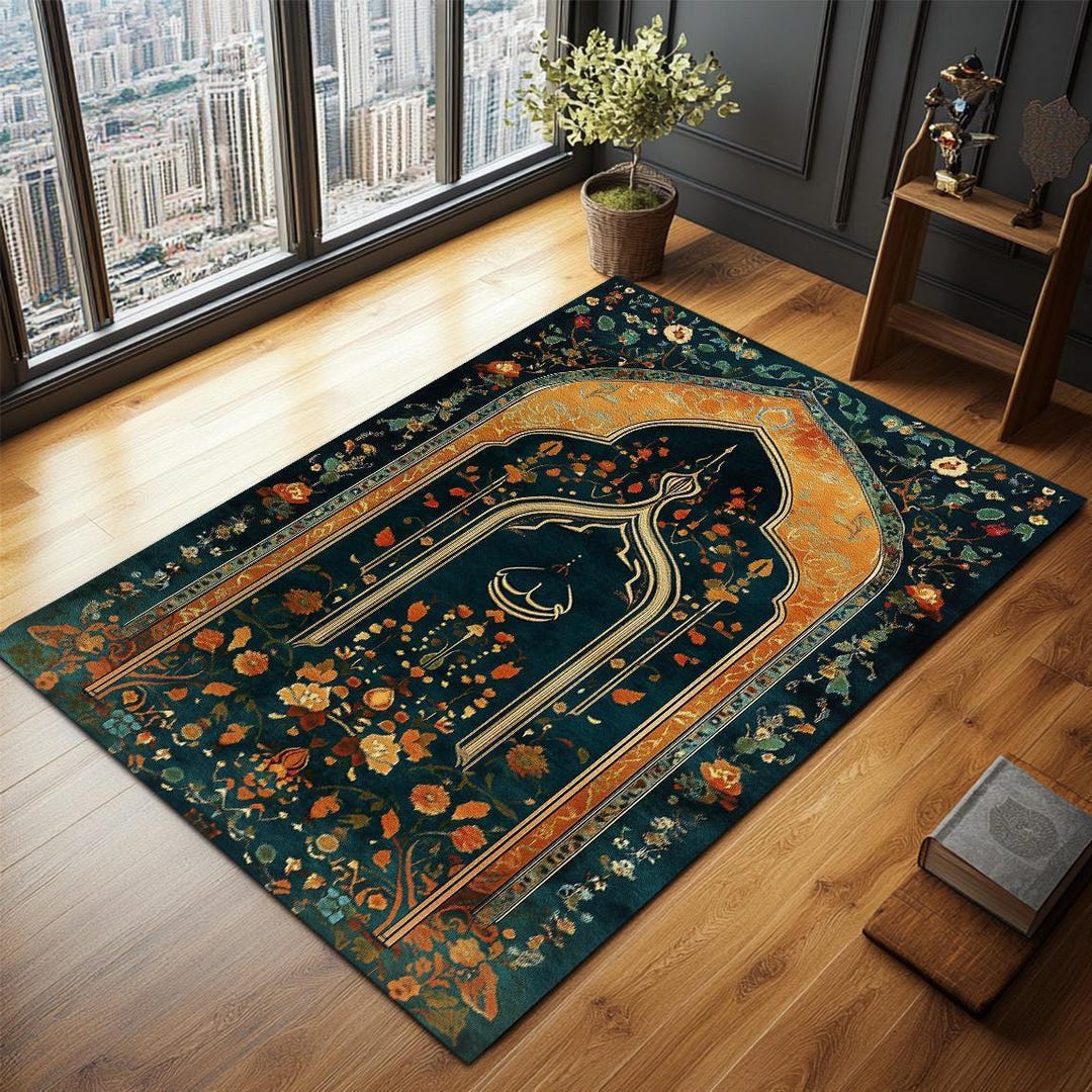 Floral Islamic Prayer Rug, Ultrasoft Velvet, Personalized Design - Etsy