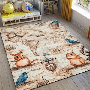 Tapete de área de aventura para quarto de crianças, tapete legal, tapete de atividades, tapete de brincar, tapete antiderrapante, tapete lavável
