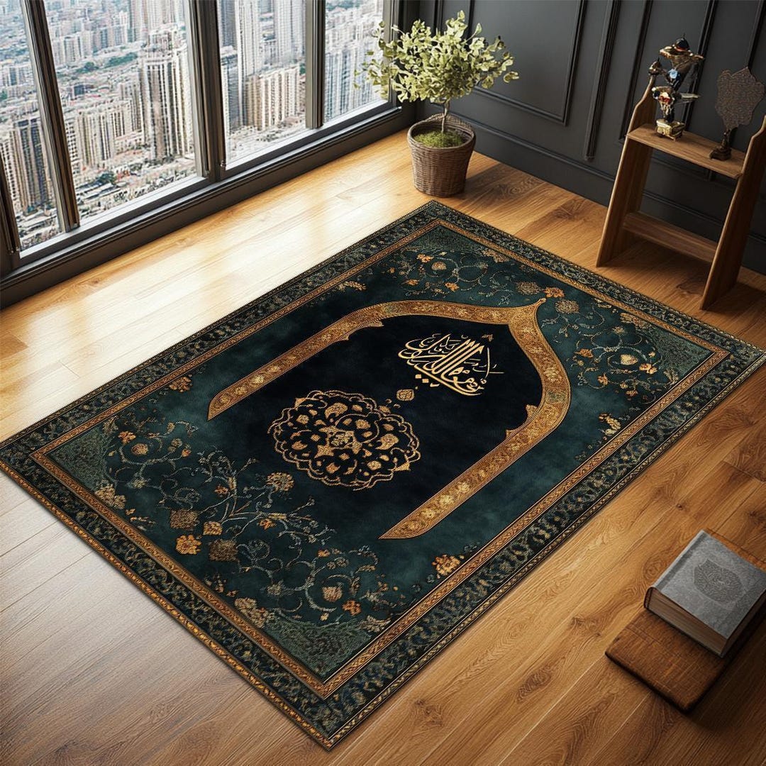 Islamic Calligraphy Rug Personalized Velvet Prayer Rug, Islamic Art, Muslim Gift - Etsy