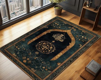 Personalized Velvet Prayer Rug, Islamic Art, Muslim Gift