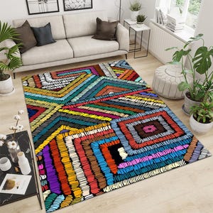 Colorful Rug, Living Room Rug, Area Rug, Modern Rug, Home Decor Rug, Colorful Rugs Rugs For Living Room