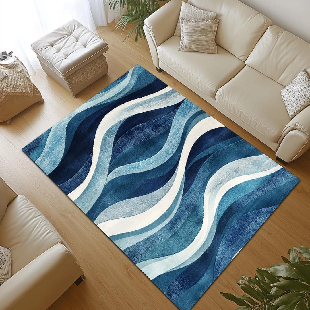 Ocean Wave Area Rug, Nautical Sea Floor Mat - Etsy