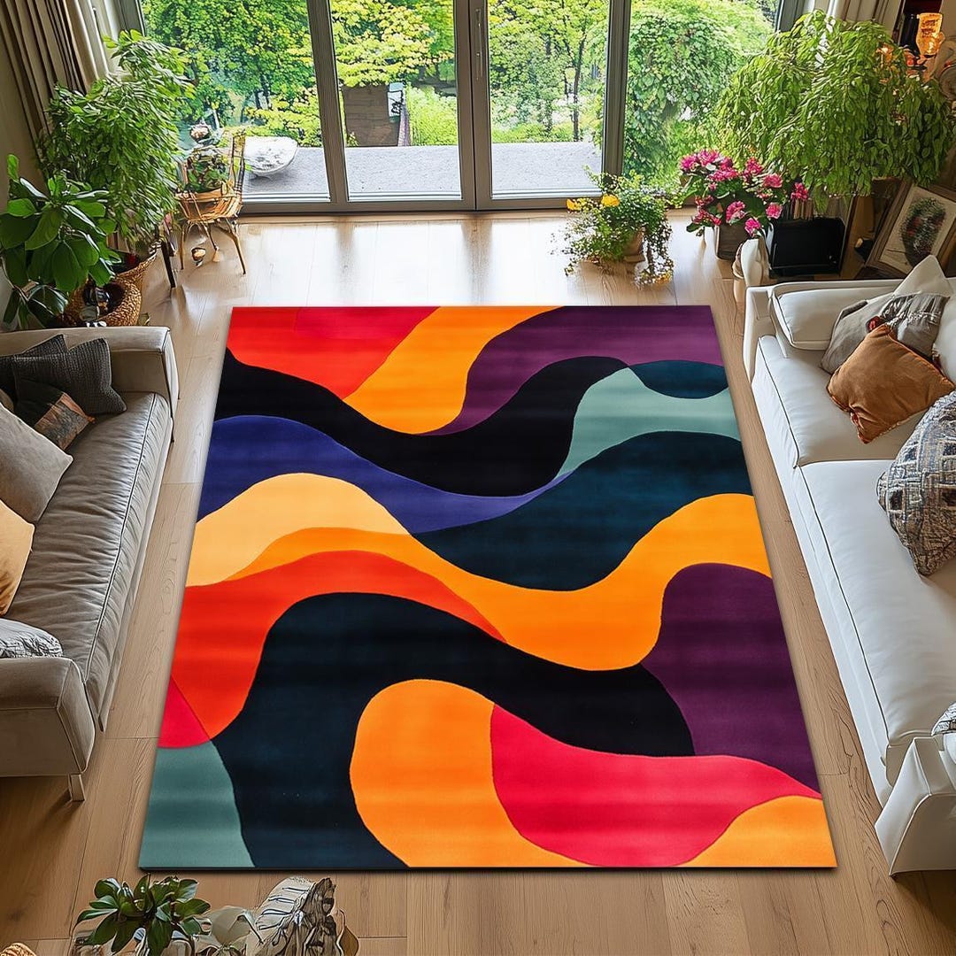 Colorfull Area Rugs Abstract Colorful Area Rug, Funky Home Decor, Non-slip - Etsy