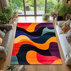 Alfombra abstracta colorida, decoración original para el hogar, antideslizante.
