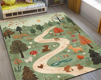 Alfombra de juegos Aventura en la Selva, Alfombra de guardería Camino del Bosque