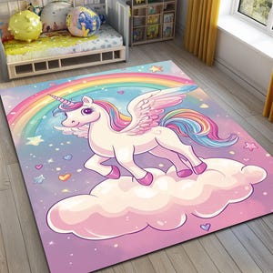 Einhorn Teppich, Kinderzimmer Teppich, Einhorn Teppich, Baby Mädchen Teppich, Spielteppich, Waschbar