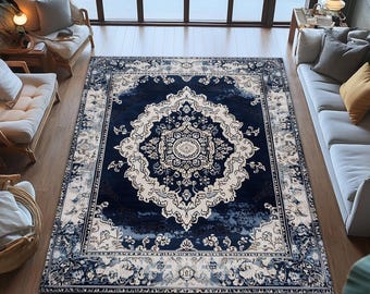 Vintage Turkish Rug, 6x9 ft Oushak Rug, Large Living Room Carpet