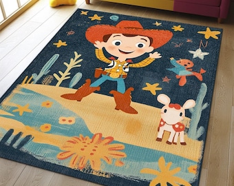 Western Nursery Decor - Cowboy Kids Room Rug | Customizable Photo Rug