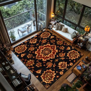 Persian Rug, Geometric Persian Carpet, Persian Rug Red, Living Room Rug, Runner Persian Rug, Washable Rug