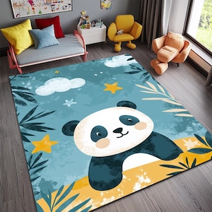 Panda kinderkamertapijt, speelkleed dierenthema, zachte kinderkamerdecoratie