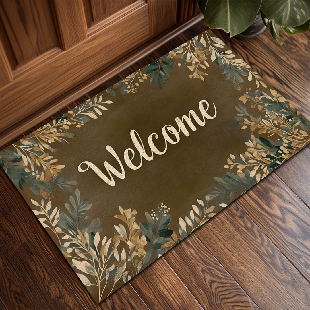 Floral Welcome Doormat, Personalized Entryway Rug - Etsy