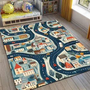 City Rug, Kids City Rug, Nursery Rug, Non Slip Rug, Rug For Kids Room, Washable Rug, Kids Play Mat