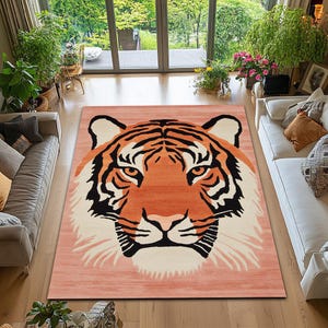 Tiger Rug, Pink Rug, Living Room Carpets, Animal Print Rug, Area Rug, Stylish Home Decor, Floor Covering