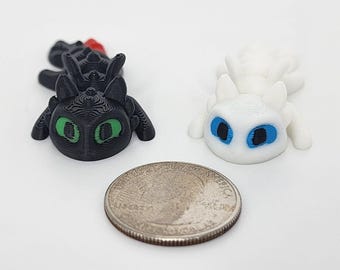 3D-geprinte Mini Toothless and Lightfury (geen sleutelhangers)