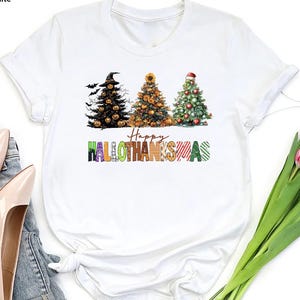 Fall Christmas T-Shirt, Halloween Thanksgiving Shirt, Pumpkin Christmas Tree Tee, Happy Hallothanksmas Outfit, HalloThanksMas,Holiday Season