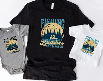 Personalized Fishing Buddies T-Shirt, Fishing Dad Son Daughter Shirt, Father And Baby Matching Tee, Daddy And Me Shirt, 1st Fathers Day Gift