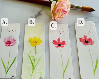 Handmade Laminated Floral Watercolor Bookmark: Wildflower Gift