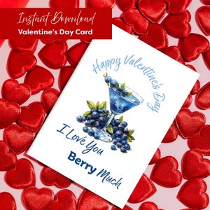Valentinstag Karte | Druckbare Valentinstag Karte | Ich liebe dich Beere viel | Lustige Karten | Punny Liebeskarten | Kostenlos bedruckbare Sticker