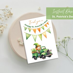 Carte de la Saint-Patrick | Carte imprimable de la Saint-Patrick | Irish vous souhaite une bonne Saint-Patrick | Lutin | Bannières irlandaises