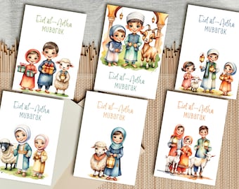 Set of 6 Eid al-Adha Mubarak Cards 5x7" and 4x6" | Printable Eid al-Adha Mubarak Cards | Eid al-Adha Mubarak |Modern Eid al-Adha Decorations