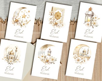 Set of 6 Eid Mubarak Cards | Printable Eid Mubarak Cards | Eid Mubarak | Ramadan Kareem | Modern Eid & Ramadan Decorations