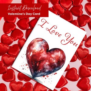 Carte de Saint-Valentin | Carte de Saint-Valentin imprimable | Je t'aime | d'amour | carte intemporelle | Stickers imprimables gratuits