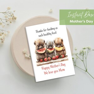 Mother&#39;s Day Card | Printable Mother&#39;s Day Card | We Love You Mom | Thanks for Feeding Us Such Healthy Food | Happy Mother&#39;s Day