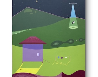 Estranho ao Longe — Pintura Abstrata Original, Obra de Arte Grande Feita à Mão em Tela, Pintura Acrílica Única