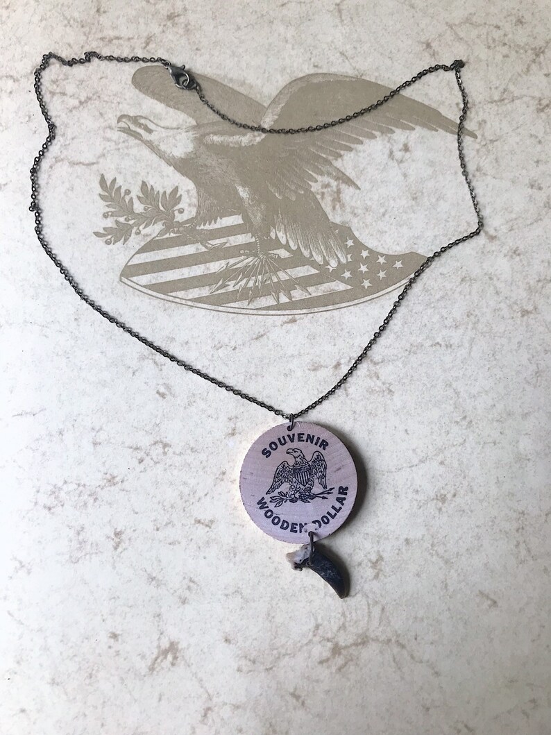 Eagle Wooden Dollar Necklace