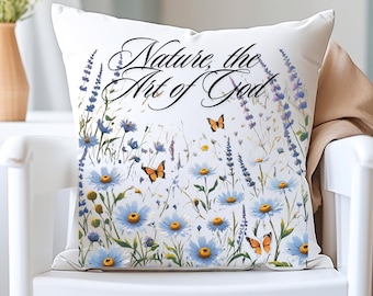 Nature Inspired Square Pillow - Religious Home Decor Accent, Nature Lover Gift