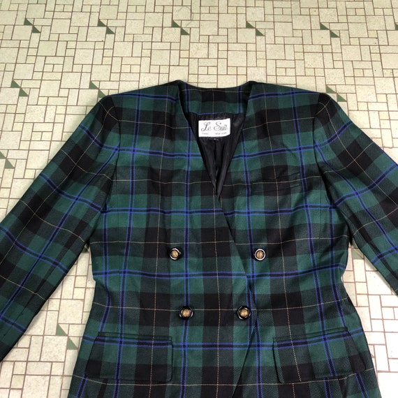 Vintage 80s 90s Le Suit Plaid Double Breasted Collarless Rayon - Etsy