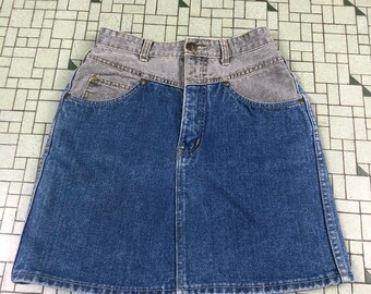 Vintage 90's Two tone cotton denim Mini skirt size small S