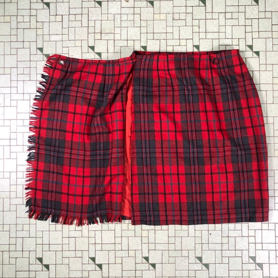 80s 90s plaid fringe wrap skirt Forenza s m size 4 - image 6