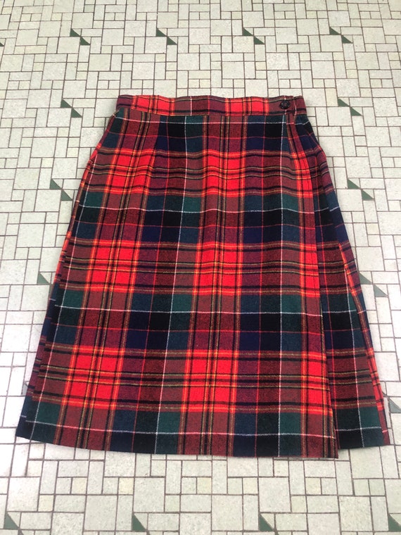 70s Vintage plaid wrap skirt size small - image 1