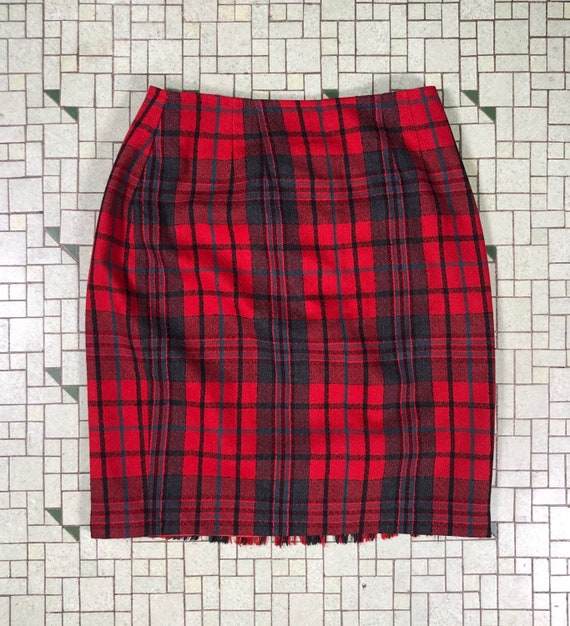 80s 90s plaid fringe wrap skirt Forenza s m size 4 - image 5