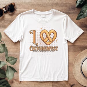 I Love Oktoberfest T-Shirt, Bretzel Love Design, German Beer Festival Tee, Bavarian Shirt, Oktoberfest Gift, Tee for Men, Light Colours