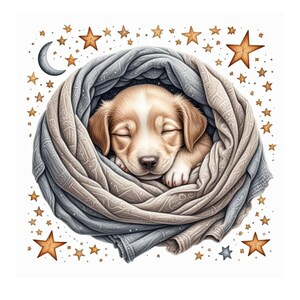 保育園アート パステル ドッグプリント：水彩画風変わりな子犬のイラスト 8x10