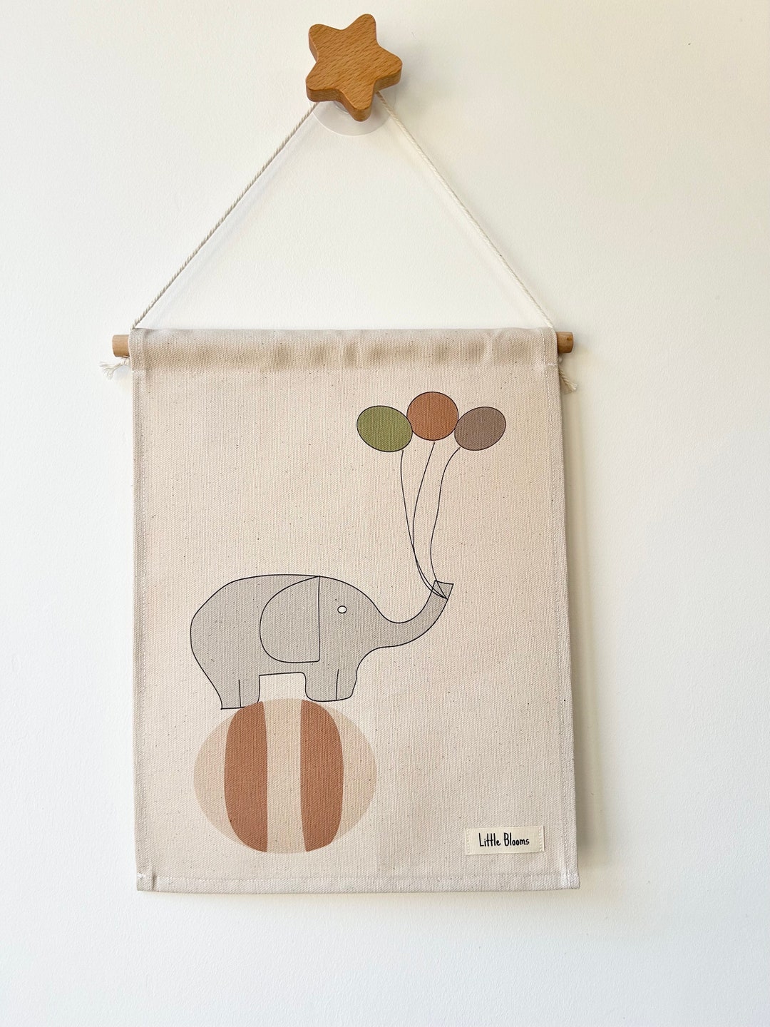 Elephant Circus Banner: Organic Cotton Wall Hanging, Perfect for ... - Organic Cotton Wall Hangings