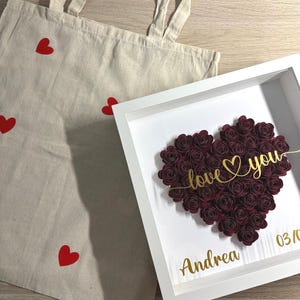 Marco 3D con Flores de Cartulina Personalizado – Regalo San Valentín, Aniversario, Día de la Madre, Cumpleaños, Bodas