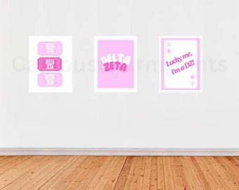 Conjunto de estampados rosas Delta Zeta: Decoración de dormitorios de hermandades