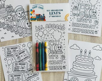 Train Birthday Party Favors with Crayons,  Choo Choo Coloring Pages, Chugga Two Goodie Bag