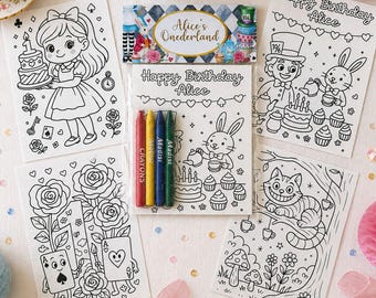 Alice in Wonderland Party Favor, One-derland Coloring Packs, Wonderland Birthday