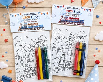 Train Birthday Party Favors, Chugga Chugga Two Two Birthday  Coloring Pack
