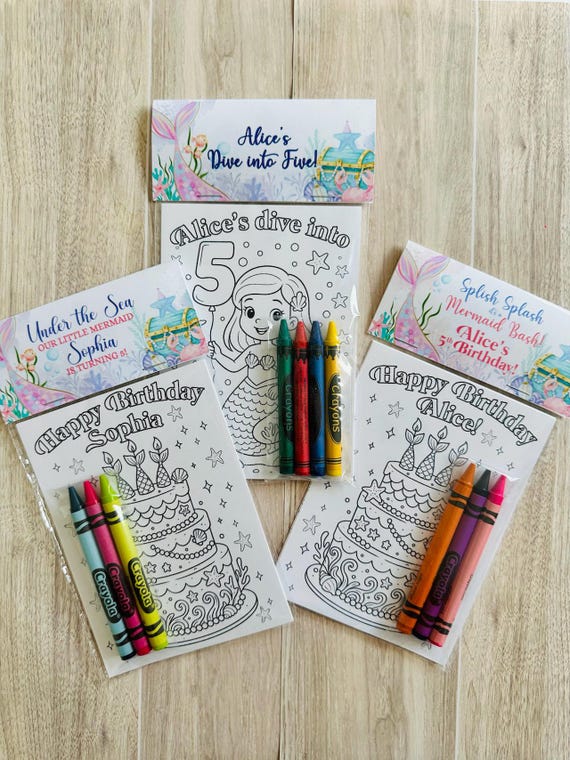 Mermaid Coloring Party Favor Bag: Under the Sea Birthday Crayons