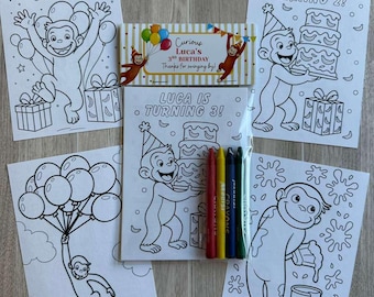 Curious George Birthday Party Favor, Monkey Coloring Pack with Crayons