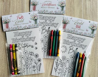 One Little Wildflower First Birthday, Wild One Coloring Pages with Crayons, Boho Party